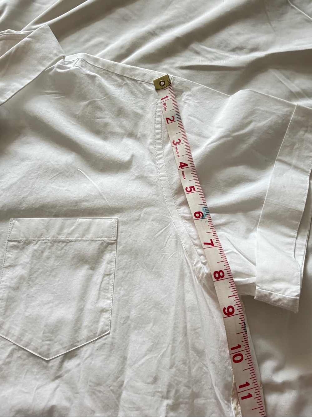 Sacai White Short-Sleeve Button Front Blouse with Lace Side Panels - Picture 9 of 11
